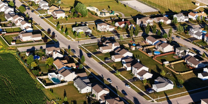 Suburban sprawl in rural area 