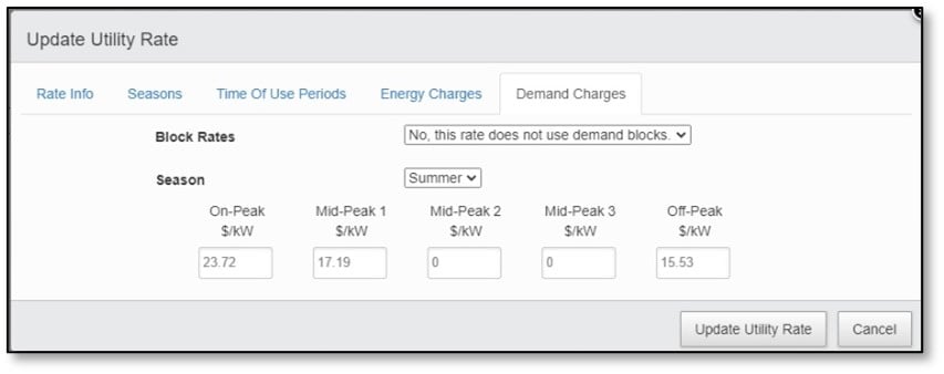 Interface do controlador GridMaster - Atualizar taxa da concessionária